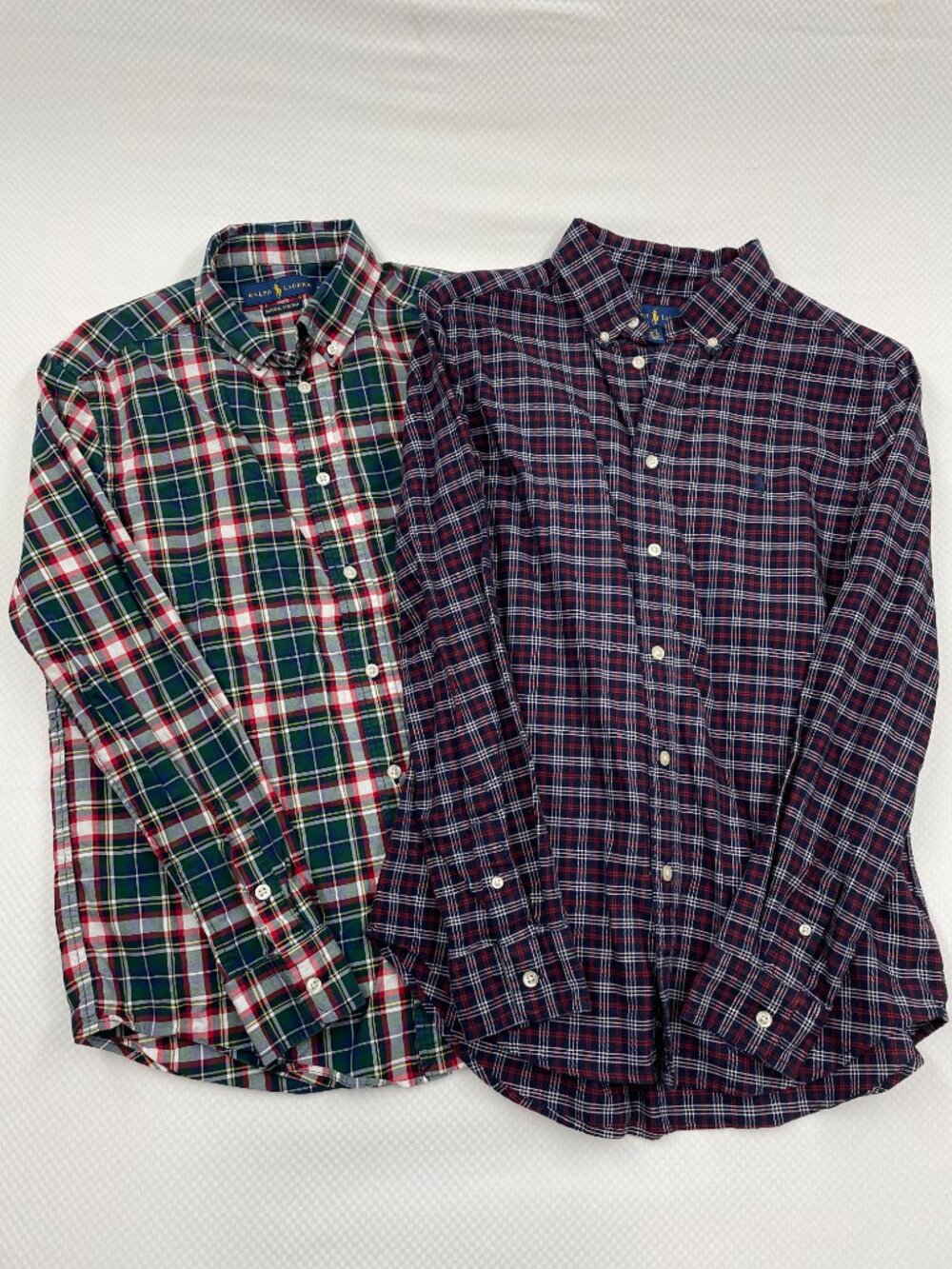 2 Polo Ralph Lauren Plaid Button Cotton Dress Shirt Lot Youth Boys Large 14-16